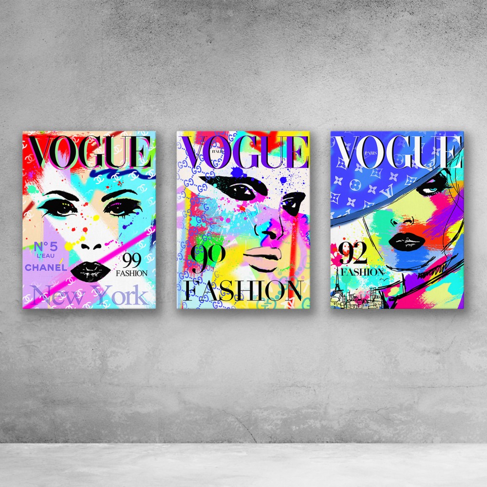 Vogue Cover Pop Art Bundle Set Fashion Glam Gallery Wall Art